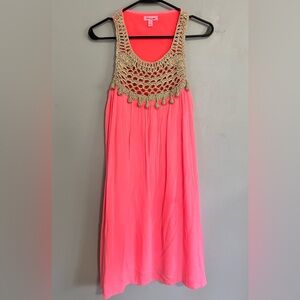 Lilly Pulitzer Rachelle Pink Sun Ray Swing Dress M Resortwear Boho Coastal